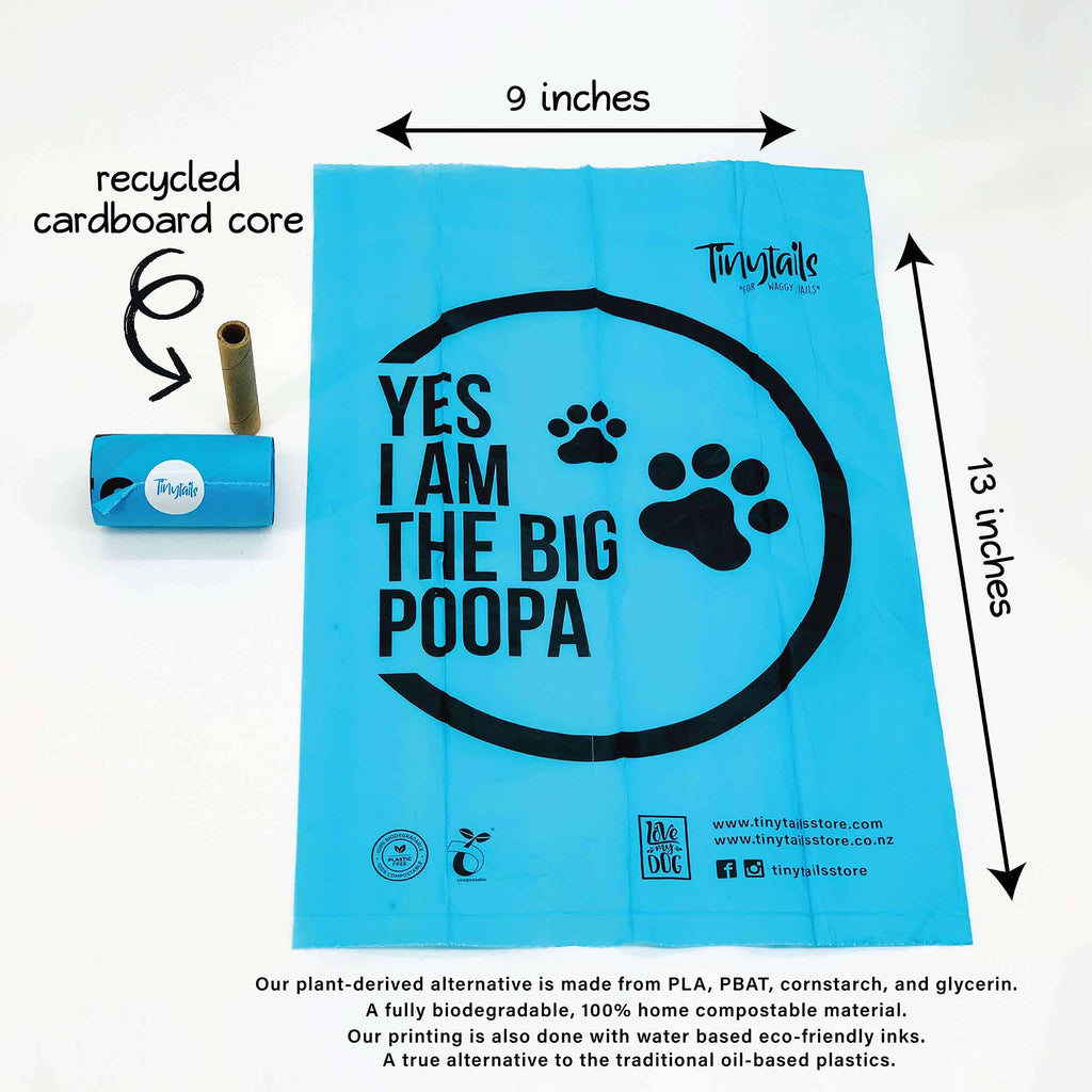 9x13 inch Compostable poop bags with cardboard core